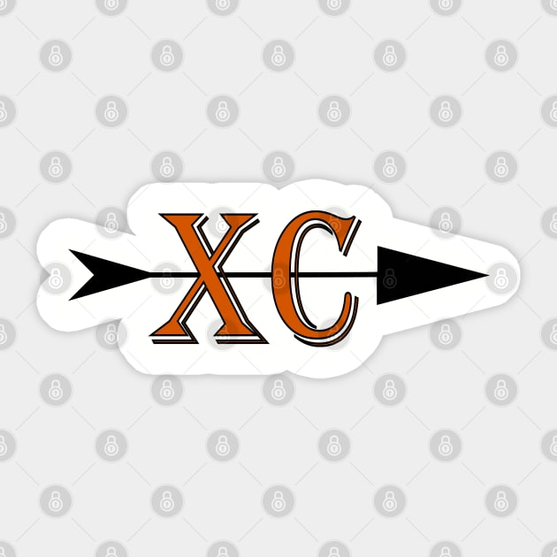 Cross Country Logo XC with an arrow in black and orange Sticker by Woodys Designs